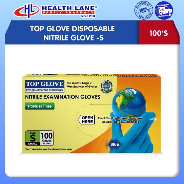 TOP GLOVE EXAMINATION NITRILE GLOVE 100'S-S